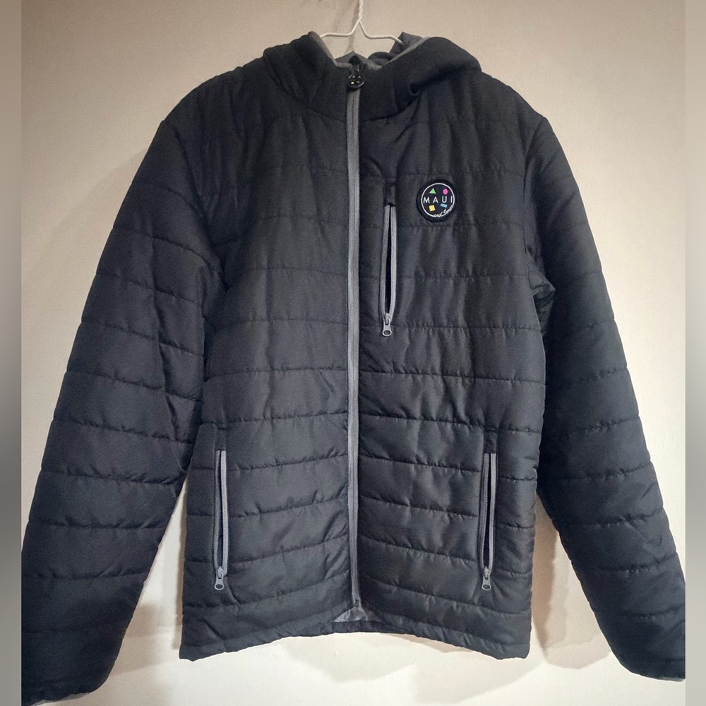 Maui and Sons Black Quilted Jacket with Logo